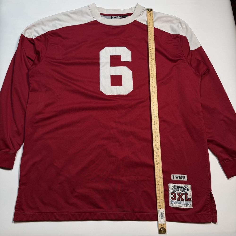 Vintage P. Miller Jersey Mens 3XL Red 6 Football 1989 Stitched Y2K Master P - Picture 6 of 7